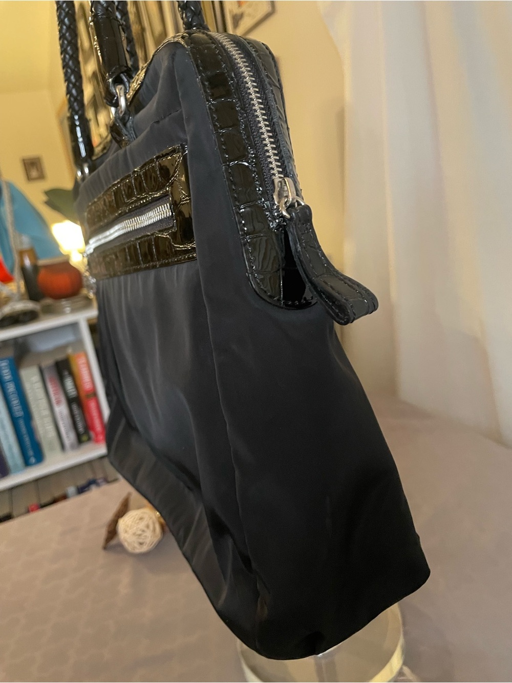 Brighton Maxwell Black Patent-Trim Shoulder Tote - Picture 7 of 15